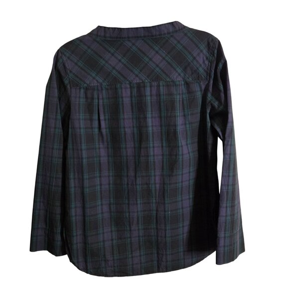 J.Crew Blackwatch Plaid Jewel Embellished Sustainable Cotton Blouse Size 2 - Picture 3 of 10